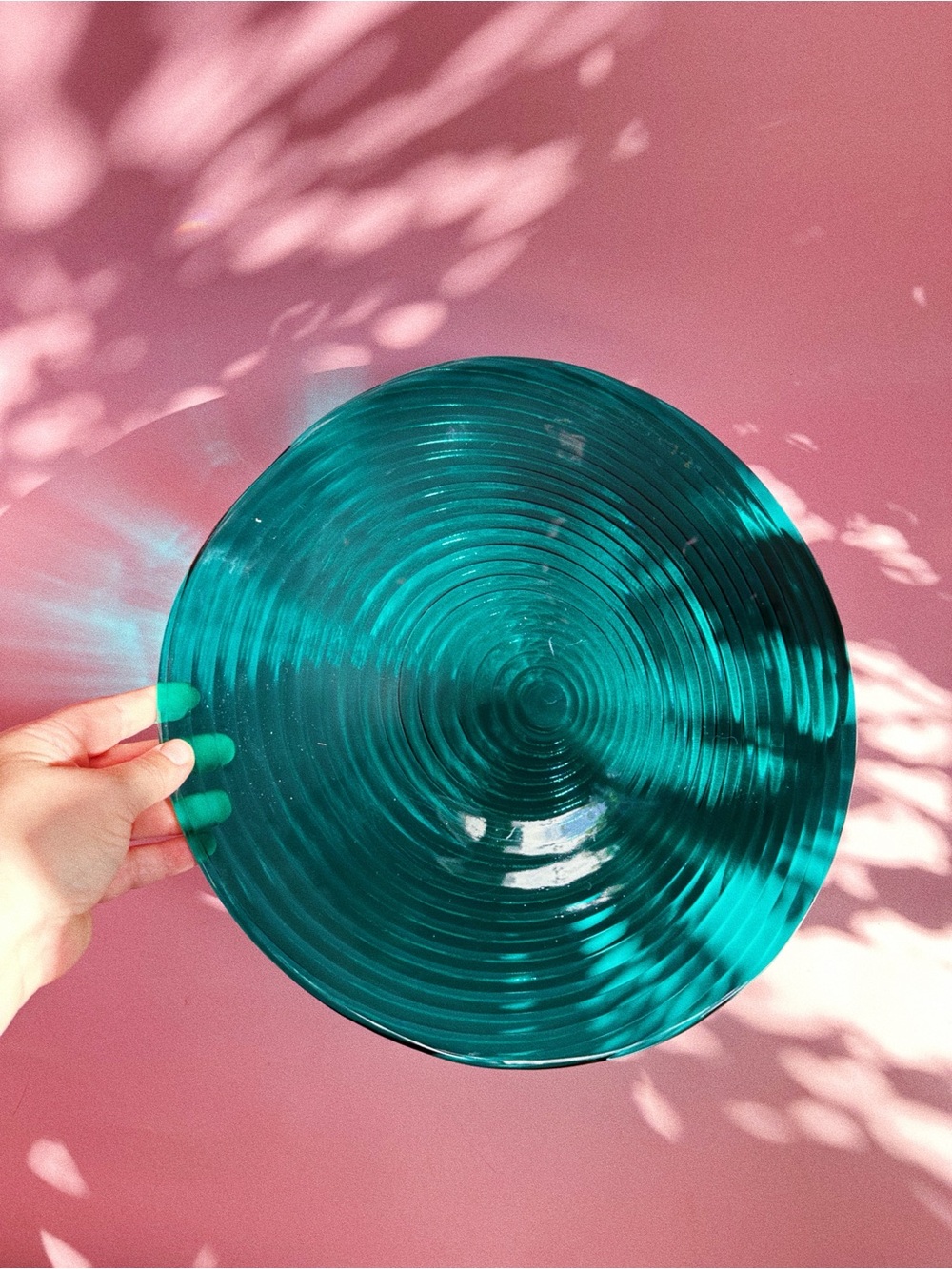Vintage Swirly Aqua Art Glass Platter / Tray / Plate